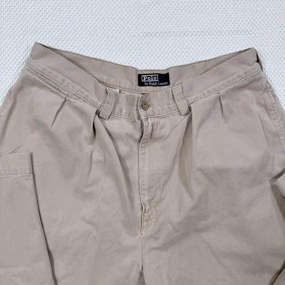 Polo Ralph Lauren Men's Khaki Pleated Chino Pants Vintage Classic Fit 36x32